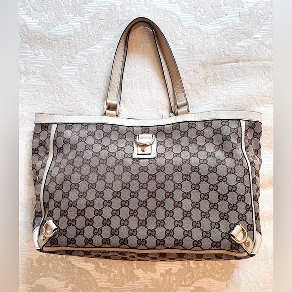 Gucci Handbags - Gucci Beige and Brown GG Canvas Tote. Good condition. Authenticity card provided